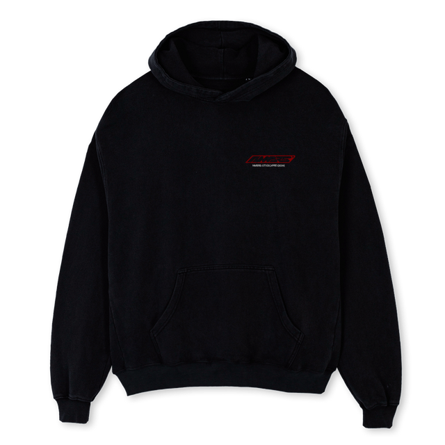 NMBRSREDBLKHOODIE Black Oversized Hoodie.
