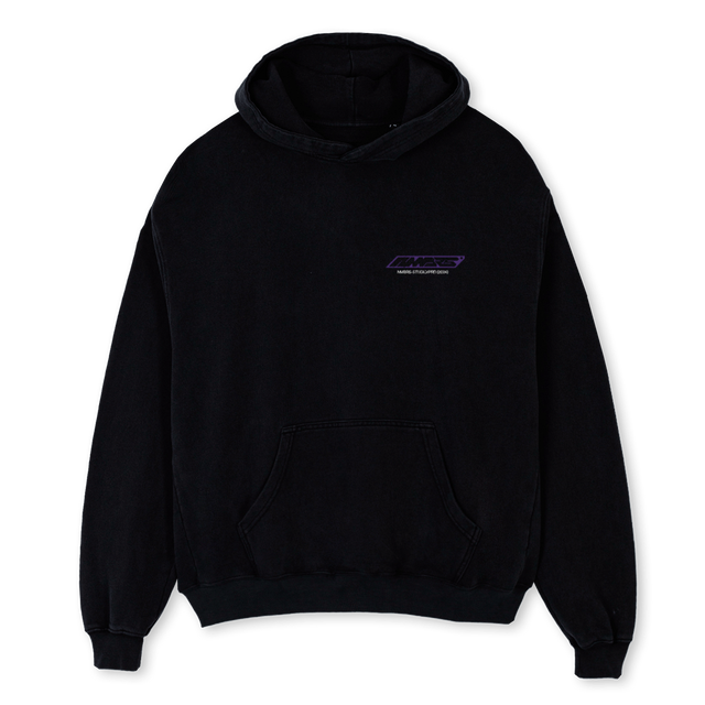 NMBRSPURPLEBLKHOODIE Black Oversized Hoodie.