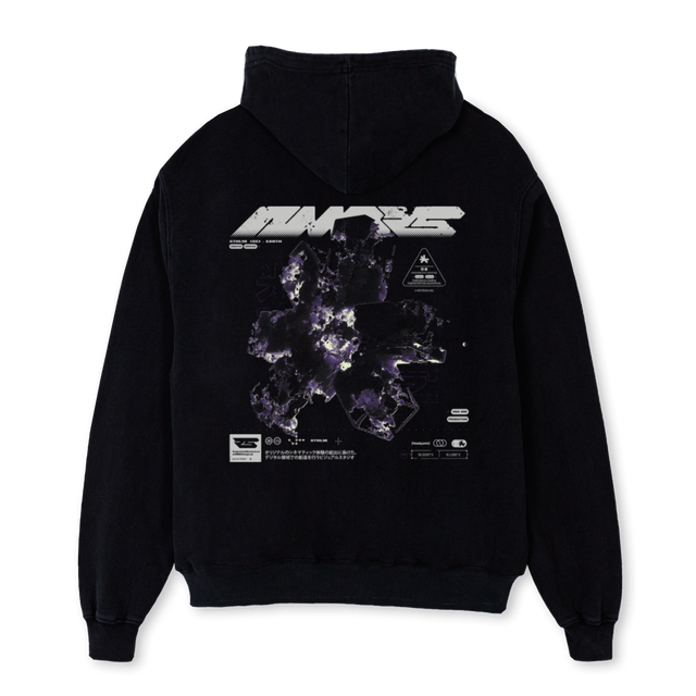 NMBRSPURPLEBLKHOODIE Black Oversized Hoodie.