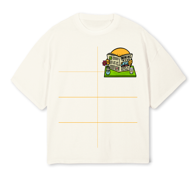 BREAKINGNEWSSHIRT Cream Oversized Boxy Tee.