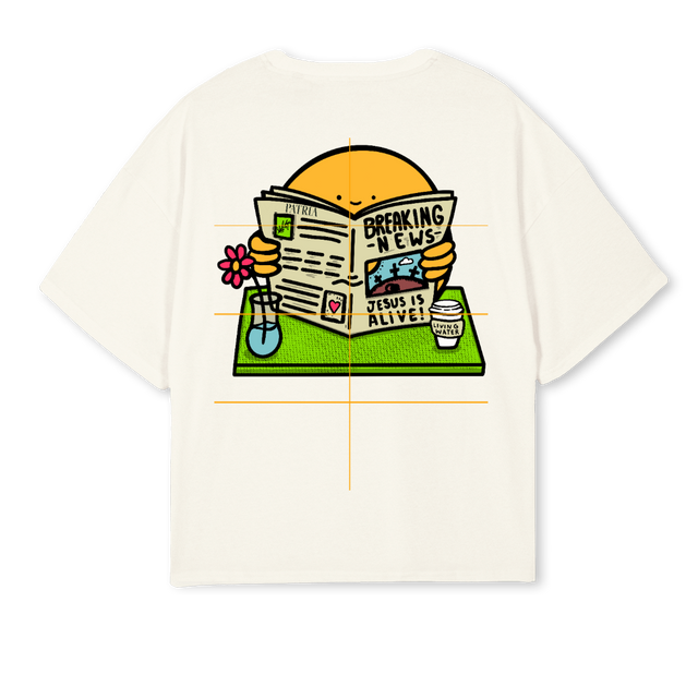BREAKINGNEWSSHIRT Cream Oversized Boxy Tee.
