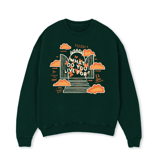 CREWLIVEFOR Wild Green Oversized Crewneck Sweater.