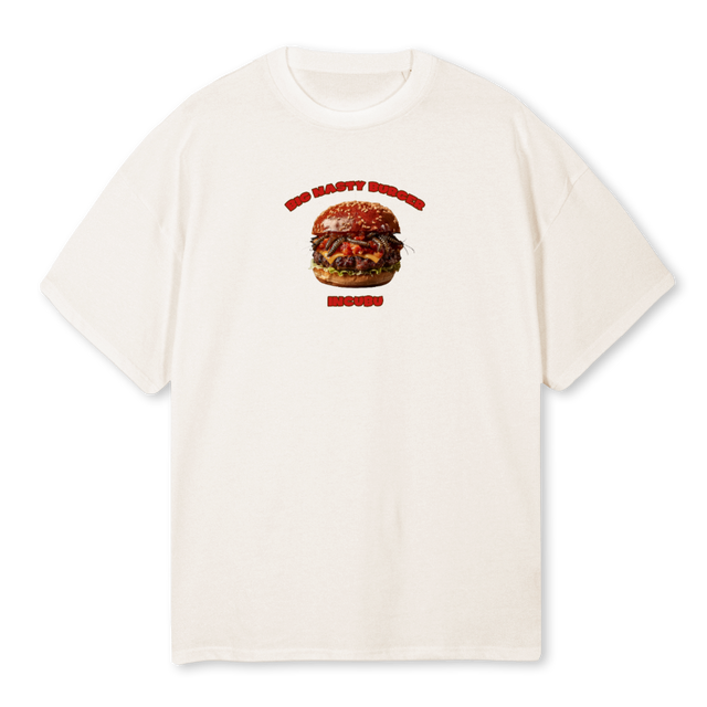 BURGER  Vintage White Oversized Tee.