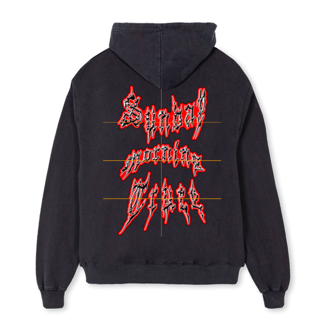 SUMMACUMLAUDE Vintage Black Oversized Zipped Hoodie.