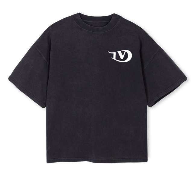 FIRSTSAMPLEDEVISUBLK Vintage Black Oversized Boxy Tee.