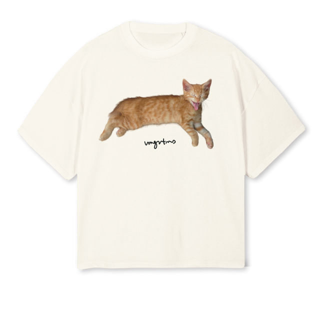 WORKSHOPCAT Cream Oversized Boxy Tee.