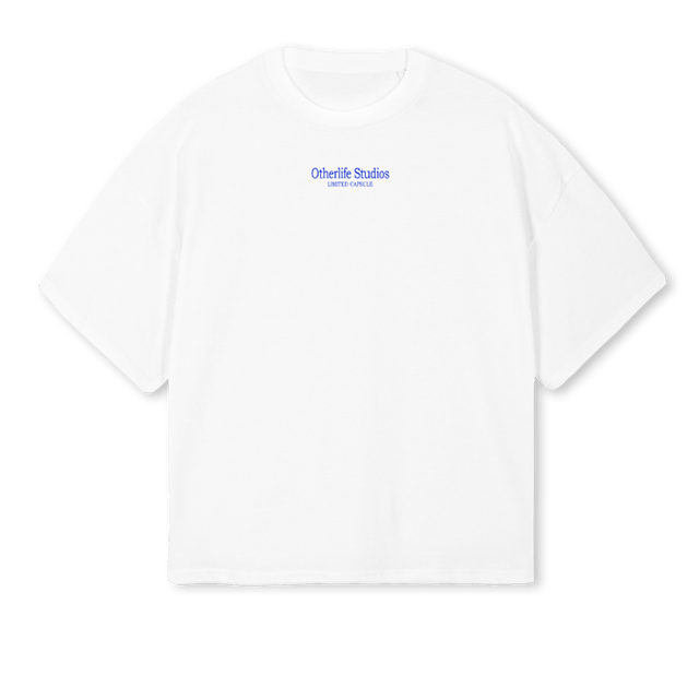 CAPSULAAZUL White Oversized Boxy Tee.