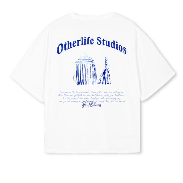 CAPSULAAZUL White Oversized Boxy Tee.