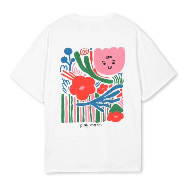 PLAYMORETEE White Oversized Tee.