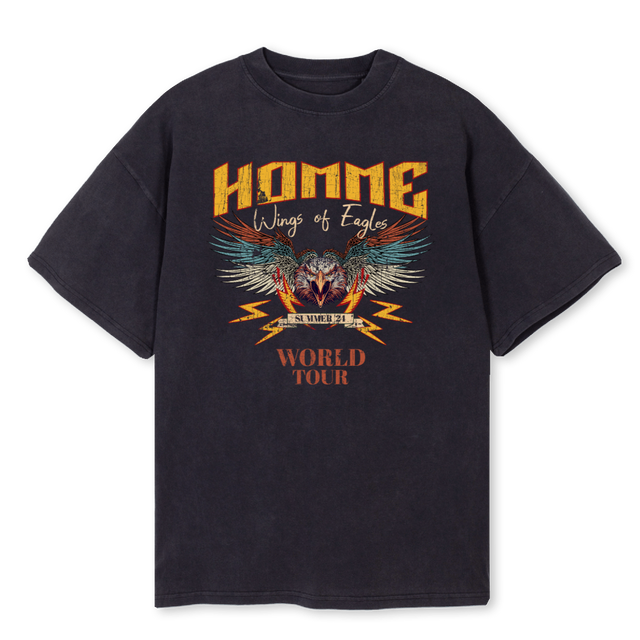 HOMMEROCKTOUR Vintage Black Oversized Tee.