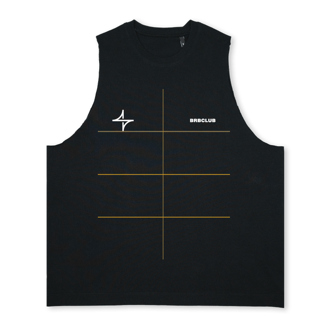 BRBTANKBVUN Deep Black Oversized Vest.