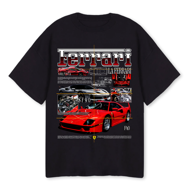 FERRARITEE Black Oversized Tee.