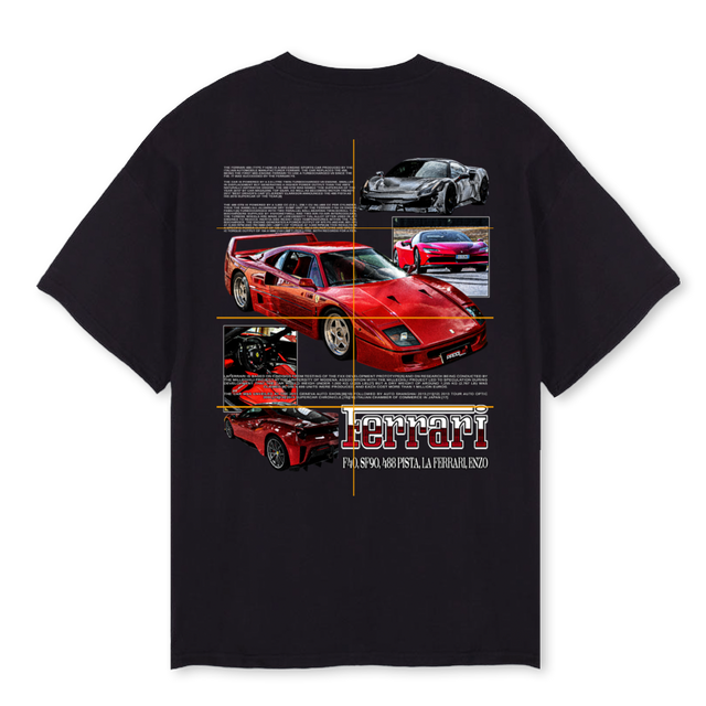 FERRARITEE Black Oversized Tee.