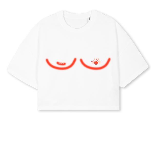 PROBABLY  White Cropped Oversized Tee.