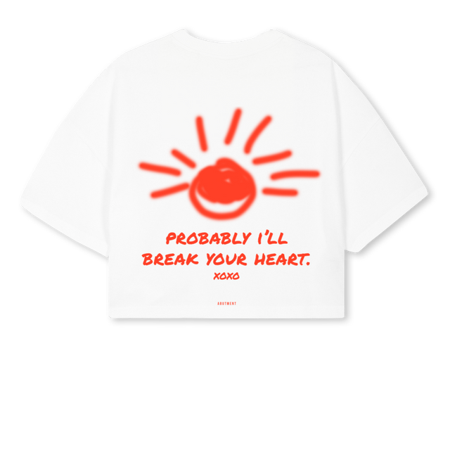 PROBABLY  White Cropped Oversized Tee.