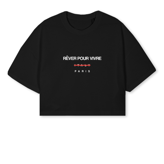 RPVNOTITALYCROPSHIRT Black Cropped Oversized Tee.