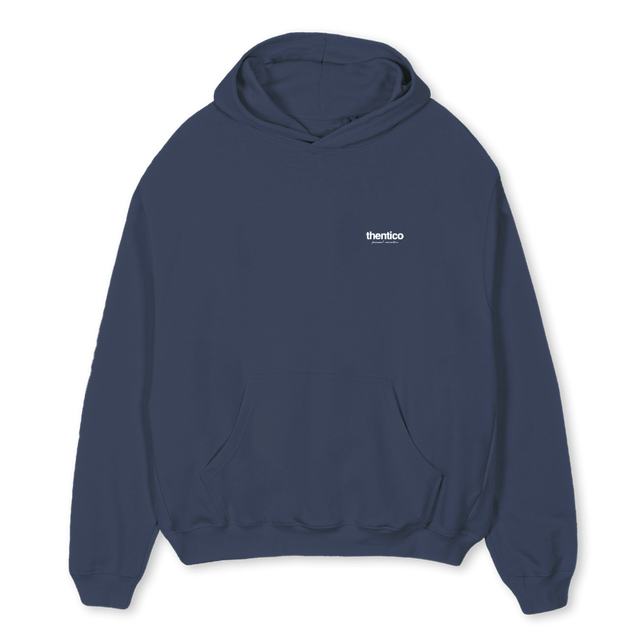 THENTIC_OSH Navy Blue Oversized Hoodie.