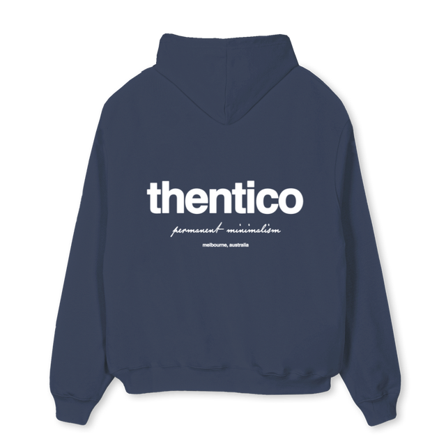 THENTIC_OSH Navy Blue Oversized Hoodie.