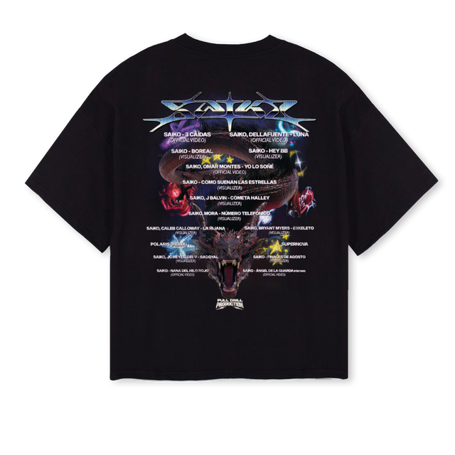 FULLDRILLSAKURABLACK Black Oversized Boxy Tee.