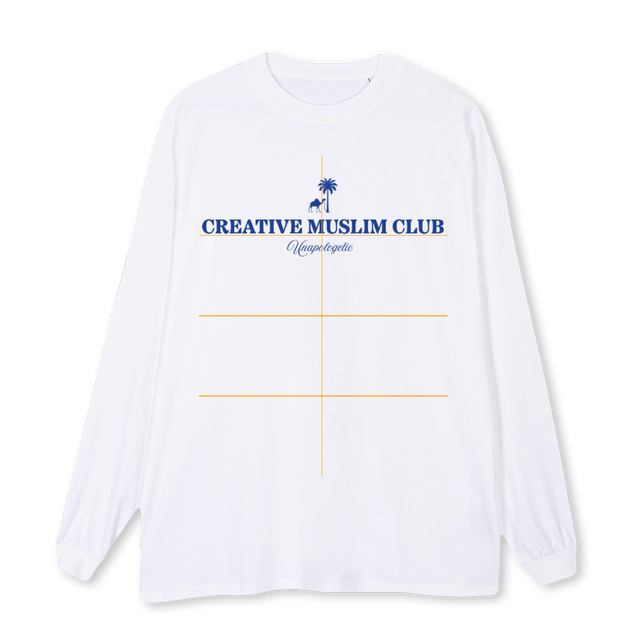 LONGSLCAMLBLUE White Oversized LS Tee.