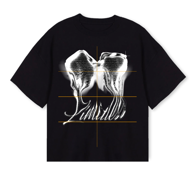 MELTINGTEE Black Oversized Boxy Tee.