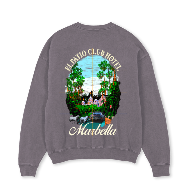 HOTELCREWNECK Pigment Grey Oversized Crewneck Sweater.