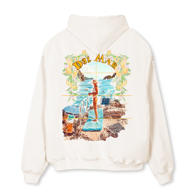DELMARHOODIE Vintage White Oversized Hoodie.