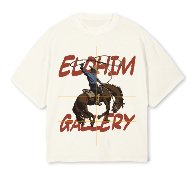 COWBOY Cream Oversized Boxy Tee.