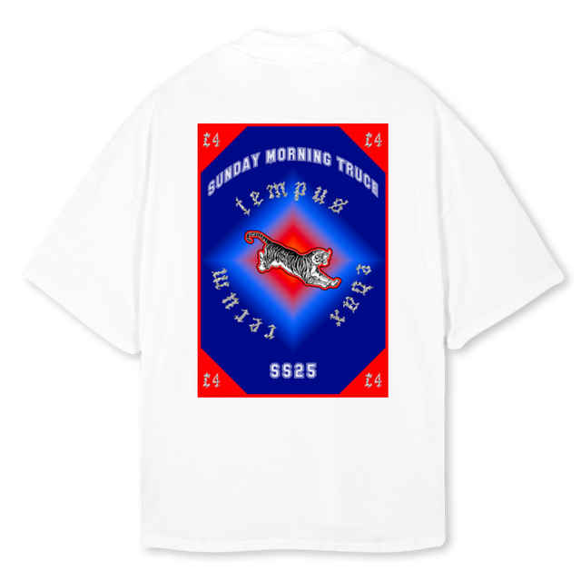 BANNERTEE White Oversized Mock Neck Tee.