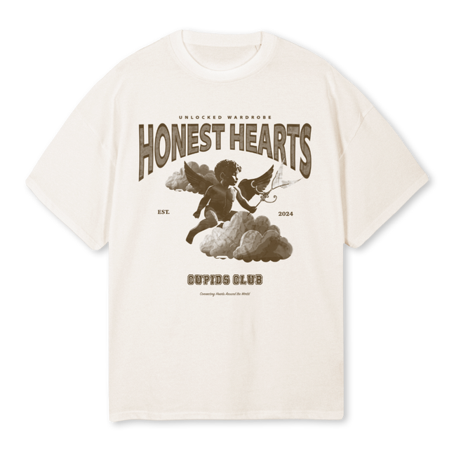 HONESTHEARTSCUPIDOCL Vintage White Oversized Tee.