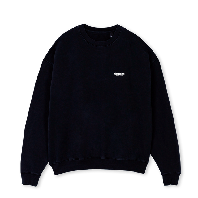 THENTICOSWEATSHIRT Black Oversized Crewneck Sweater.