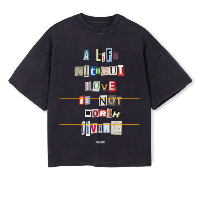 LIFETEEE Vintage Black Oversized Boxy Tee.