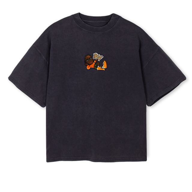 HQESSETEE Vintage Black Oversized Boxy Tee.
