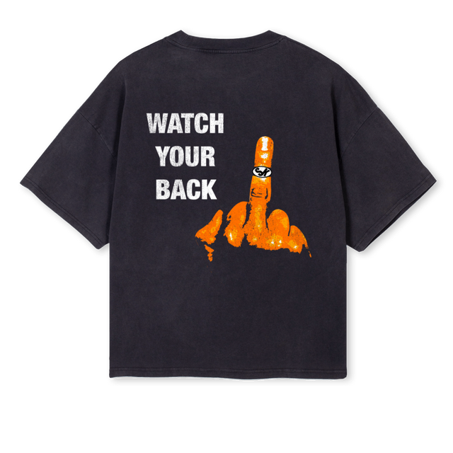 WATCHYOURBACKTEE Vintage Black Oversized Boxy Tee.