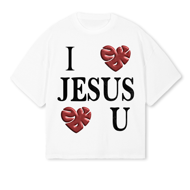 JESUS White Oversized Boxy Tee.