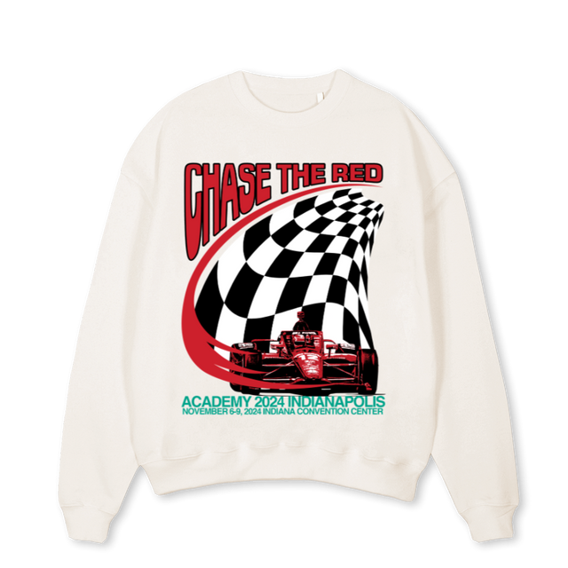 CHASETHEREDCREWOW Vintage White Oversized Crewneck Sweater.