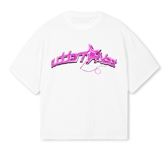 CROMEPINK White Oversized Boxy Tee.