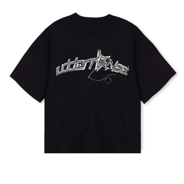 CROMUNO Black Oversized Boxy Tee.