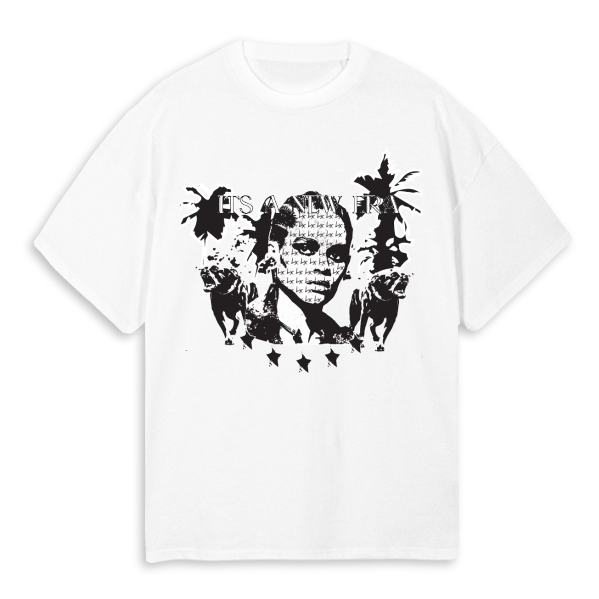 NEWERA_2 White Oversized Tee. – WATC STUDIO