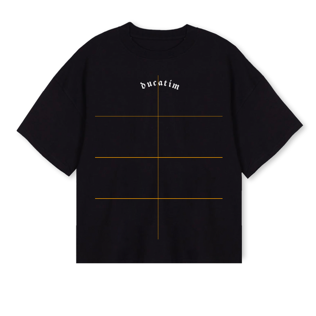 DUCATIM  Black Oversized Boxy Tee.
