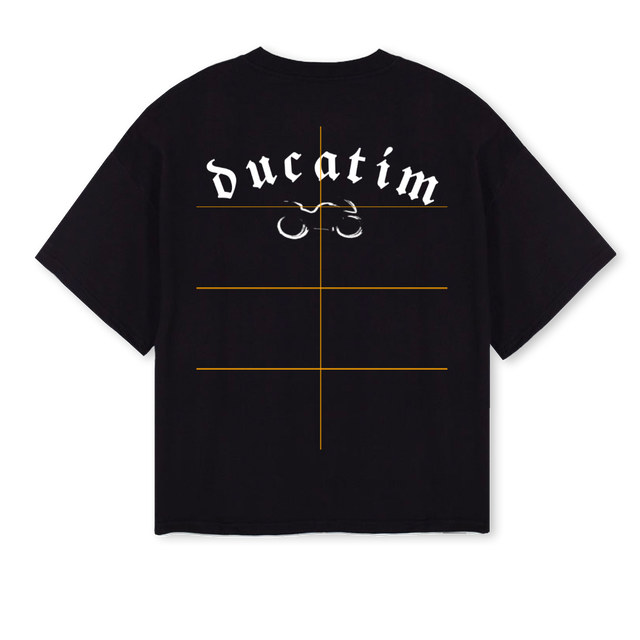 DUCATIM  Black Oversized Boxy Tee.