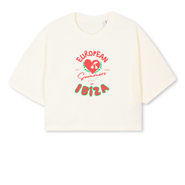 ISLANDCROP Cream Cropped Oversized Tee.