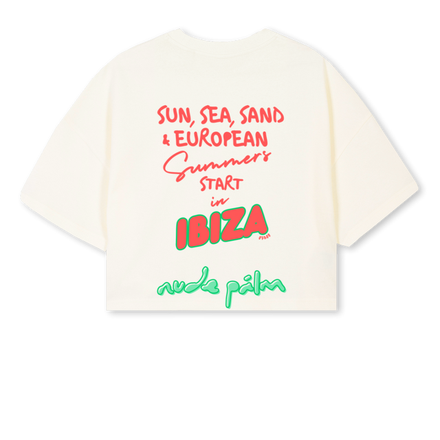 ISLANDCROP Cream Cropped Oversized Tee.