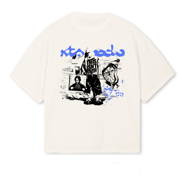 DESIGNONE Vintage White Oversized Boxy Tee.