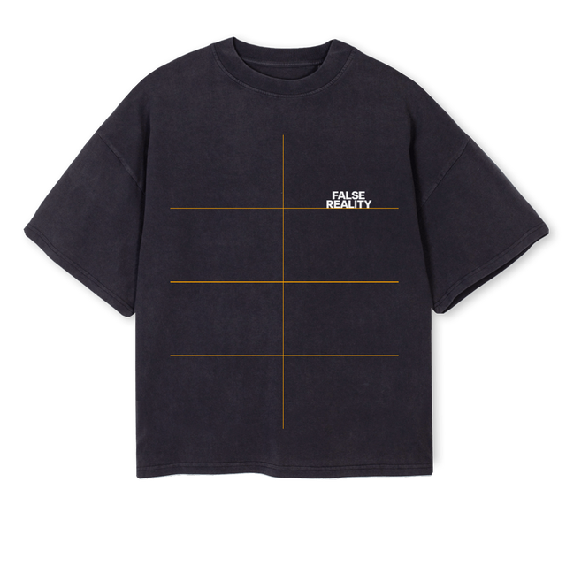 FALSEREALITYBLK Vintage Black Oversized Boxy Tee.