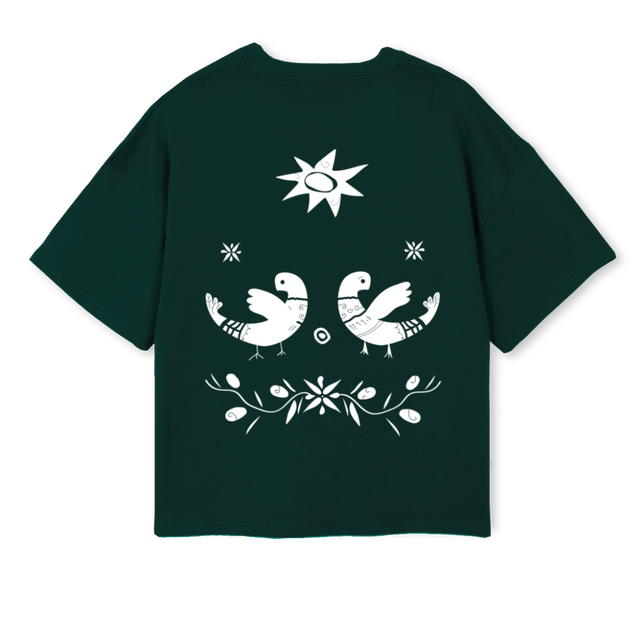 DIMDIVBIRDS Wild Green Oversized Boxy Tee.