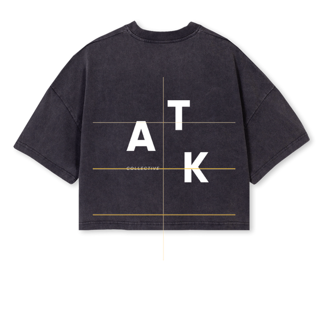 ATKBLACKCROPPED Vintage Black Cropped Oversized Tee.