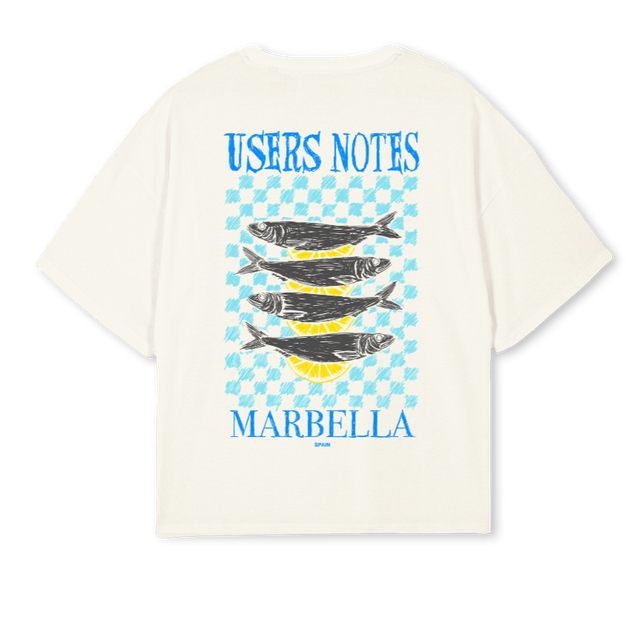 MARBELLASARDINAS Cream Oversized Boxy Tee.
