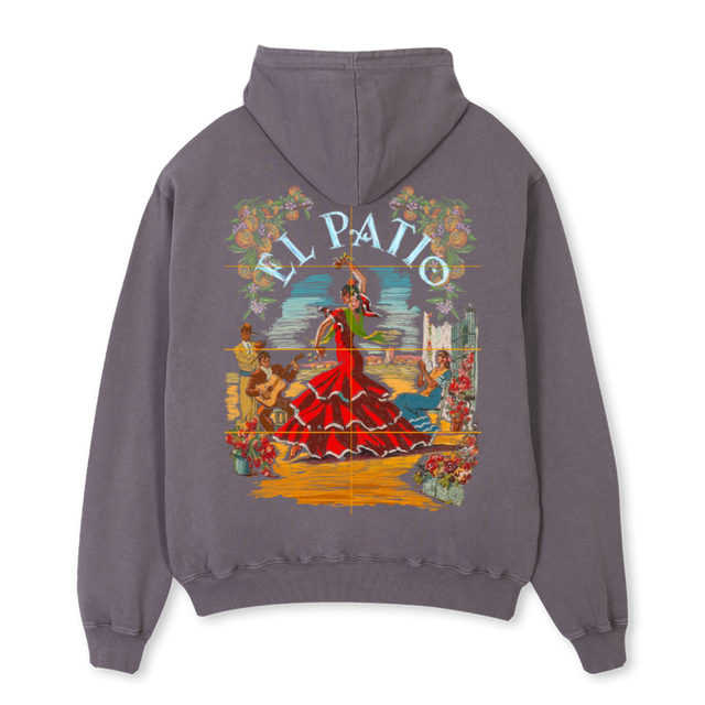 FLAMENCAHOODIECOLOR Pigment Grey Oversized Hoodie.