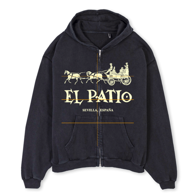 ZIPHOODIEGOOD Vintage Black Oversized Zipped Hoodie.